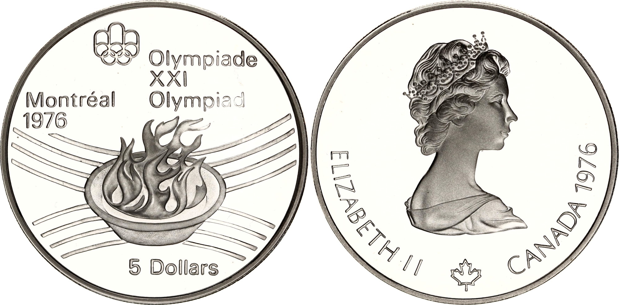 79p_dali95 Moneda Argint 925 Canada Jocurile Olimpice de vara Montreal 5 dolari 1976 - imagine 1