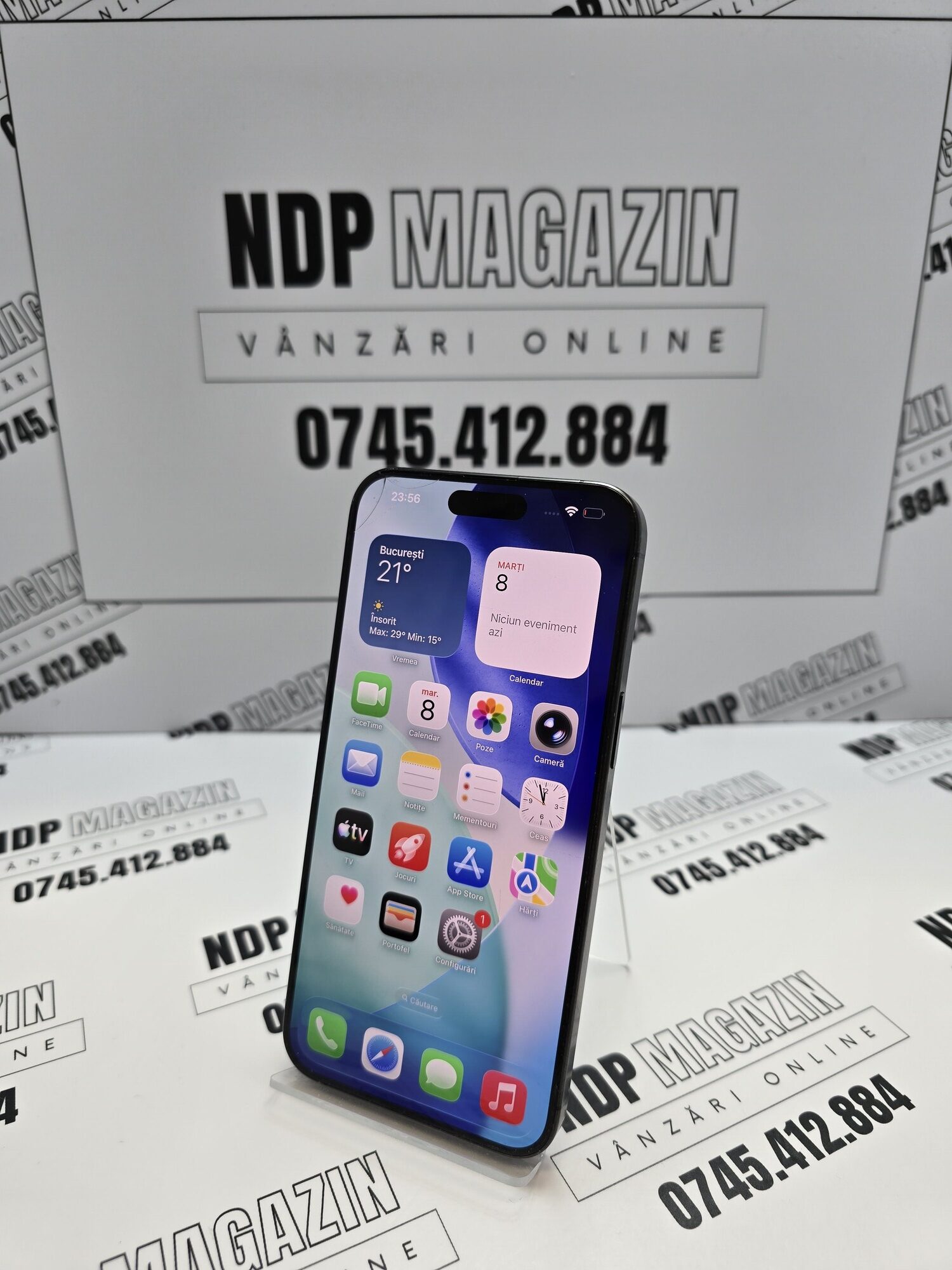 20260909_095648 Apple iPhone 15 PRO MAX Memorie 256 Gb Baterie 74% Black Titanium FISURAT - imagine 1