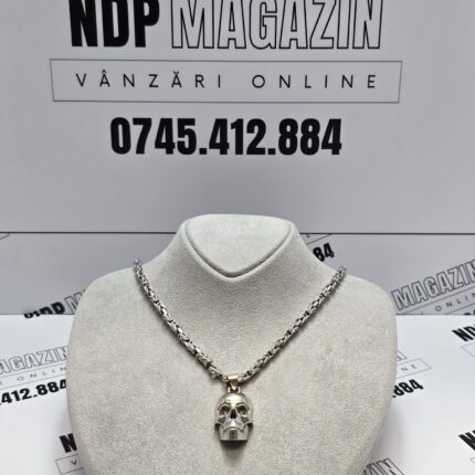 Lant barbatesc cu pandantiv craniu Aur alb 14k 31.30 gr