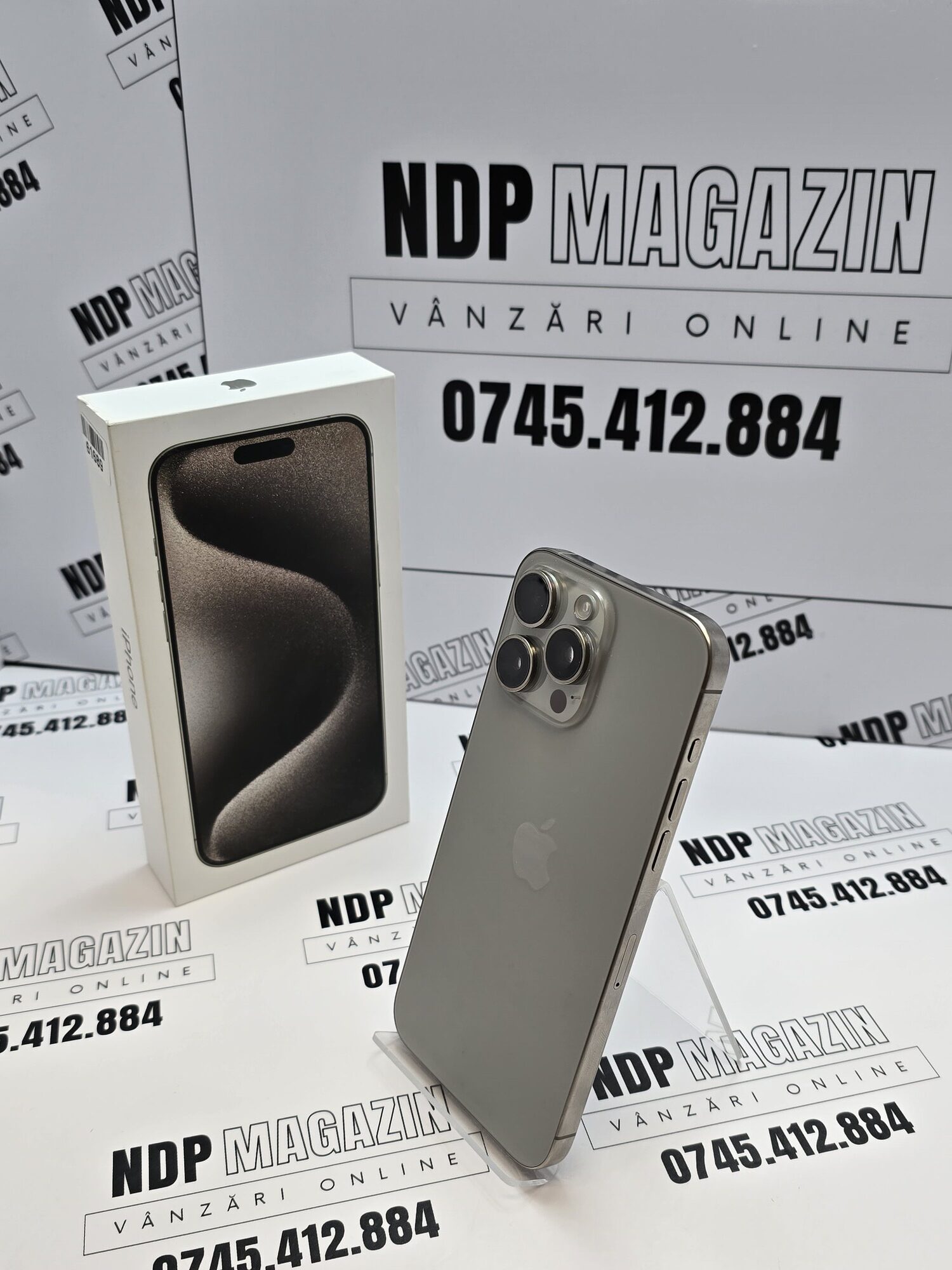 20261018_154029 Apple iPhone 15 PRO MAX Memorie 1 TB Baterie 85% Natural Titanium la cutie - imagine 1